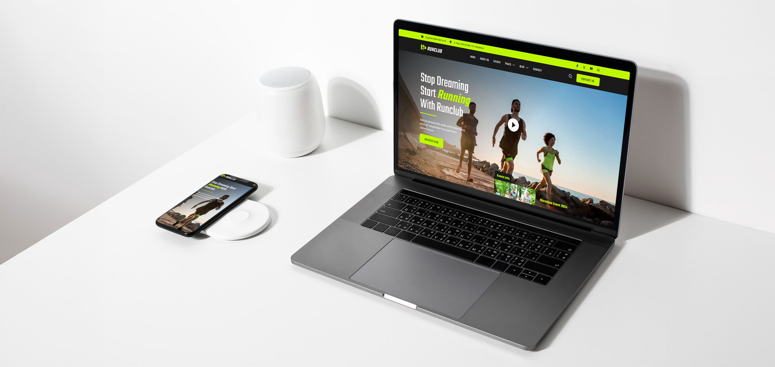 laptop screen mockup psd on a white table